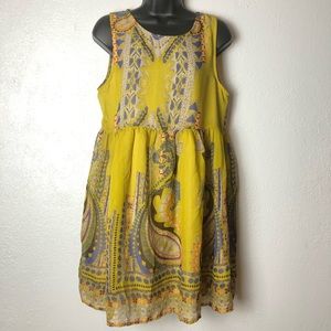 ANAMA yellow geometric paisley tank dress …